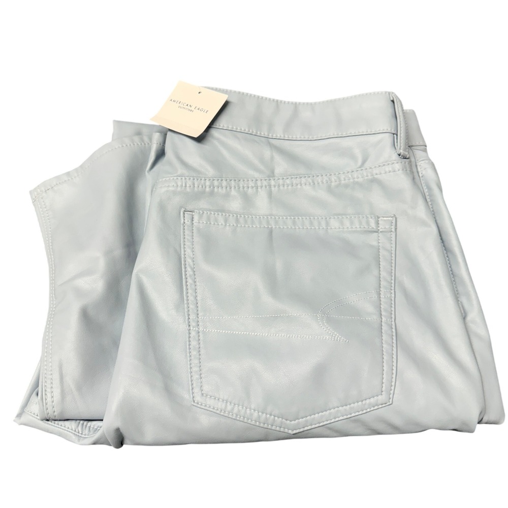 American Eagle Pants Womens 14 Long Super High-Rise Straight Light Blue NEW